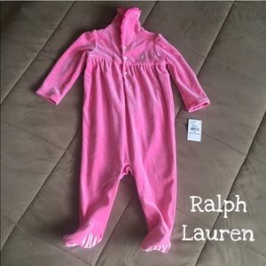 🆕🎀Ralph Lauren Pink Feetie Onesie Size 9M
